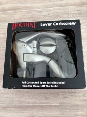 Houdini Lever Corkscrew Silver Cutter Wine Opener